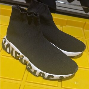 Balenciaga Black Sock Sneakers with White Sole